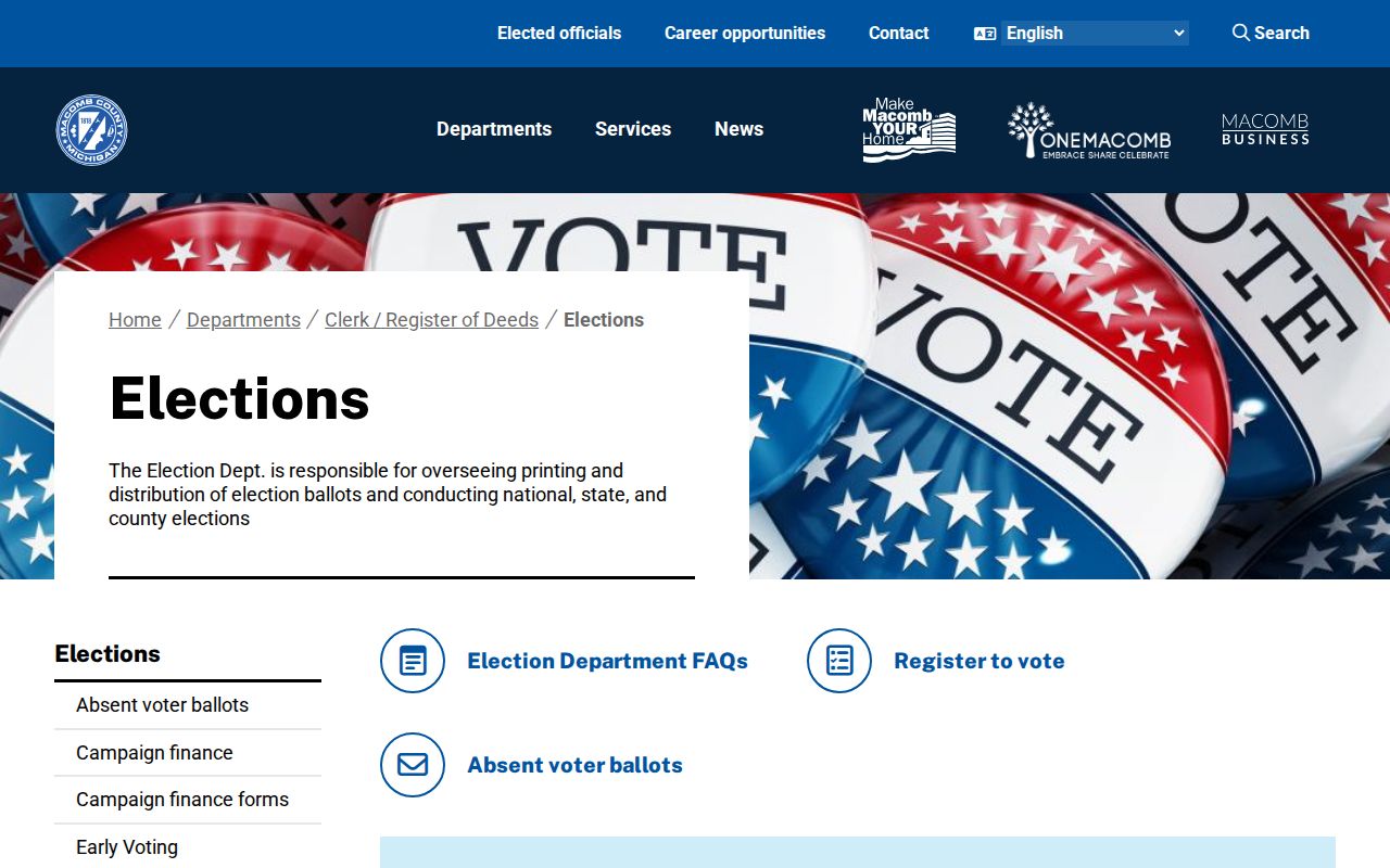 Macomb Township residents directory county elections page