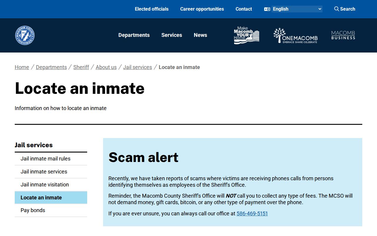 Macomb Township neighbors reference to the Macomb County Sheriff inmate lookup